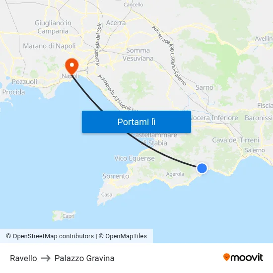 Ravello to Palazzo Gravina map