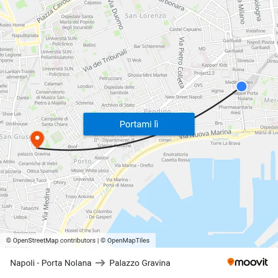 Napoli - Porta Nolana to Palazzo Gravina map