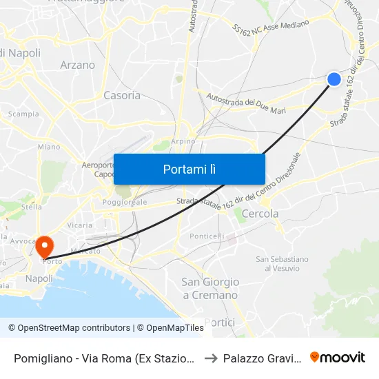 Pomigliano - Via Roma (Ex Stazione) to Palazzo Gravina map