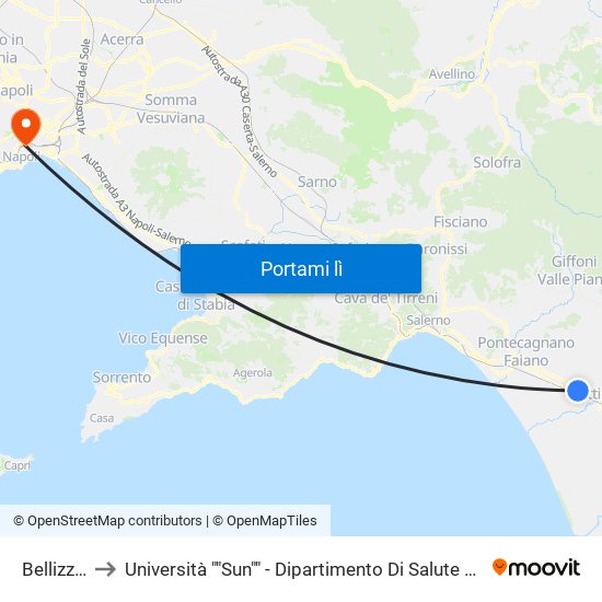 Bellizzi Chiesa to Università ""Sun"" - Dipartimento Di Salute Mentale, Fisica E Medicina Preventiva map