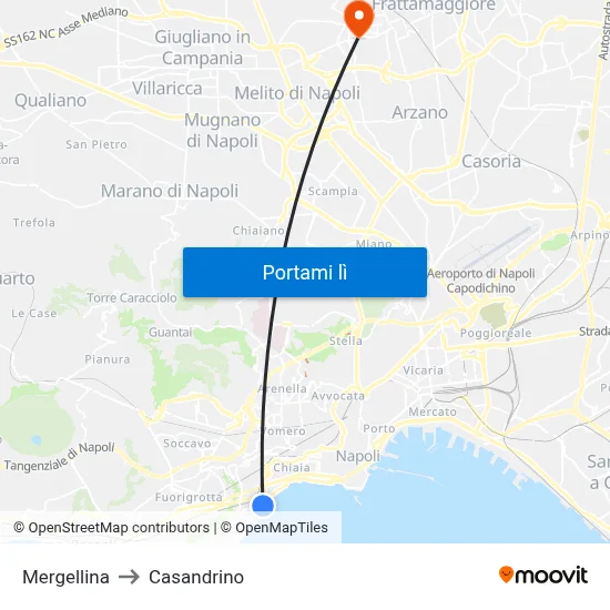 Mergellina to Casandrino map