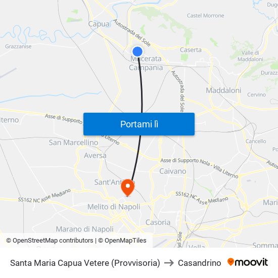 Santa Maria Capua Vetere (Provvisoria) to Casandrino map