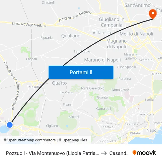 Pozzuoli - Via Montenuovo (Licola Patria - Navidad) to Casandrino map