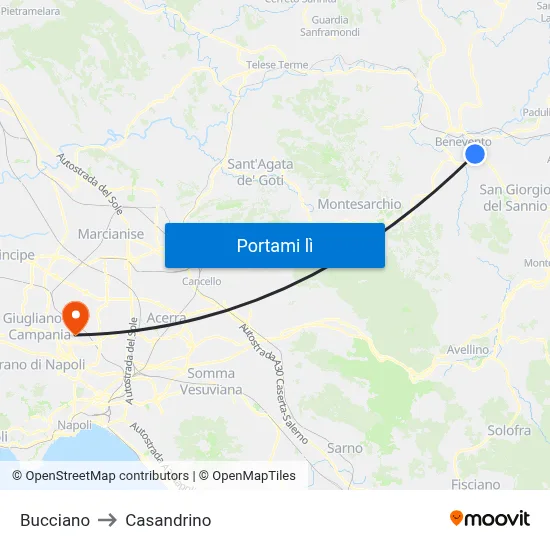 Bucciano to Casandrino map