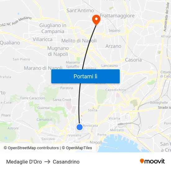 Medaglie D'Oro to Casandrino map
