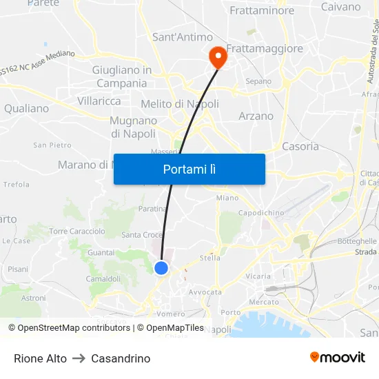 Rione Alto to Casandrino map