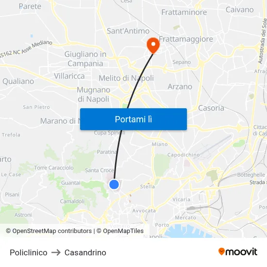 Policlinico to Casandrino map