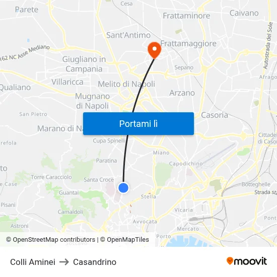 Colli Aminei to Casandrino map