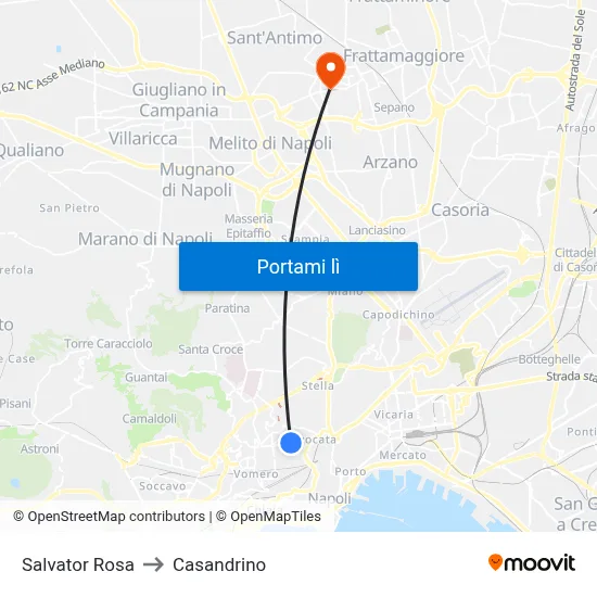 Salvator Rosa to Casandrino map