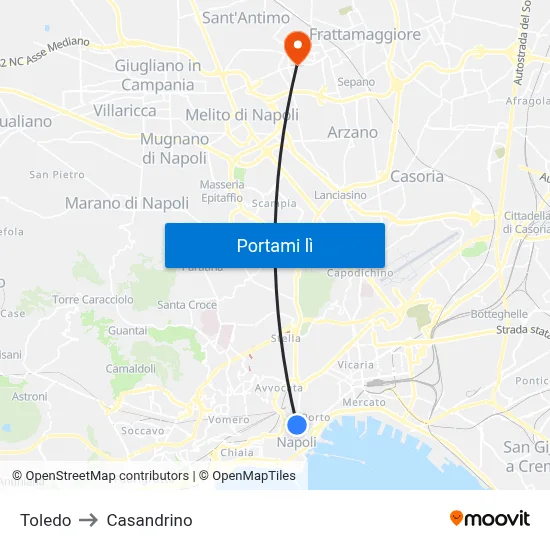 Toledo to Casandrino map