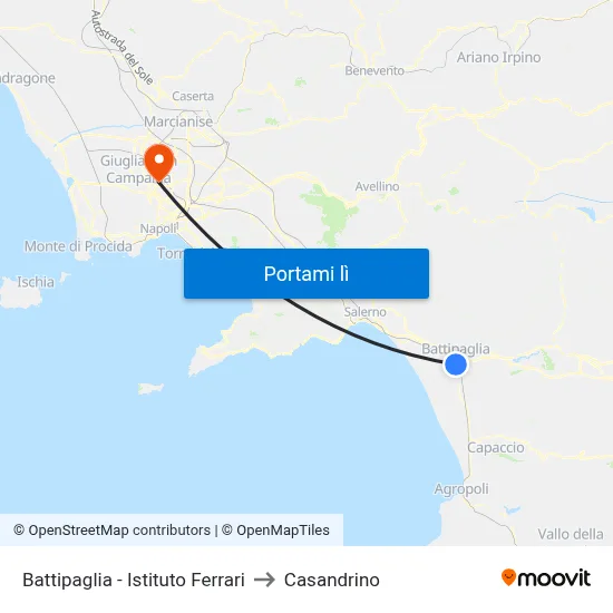 Battipaglia - Istituto Ferrari to Casandrino map