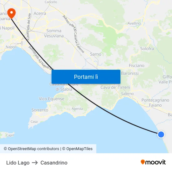 Lido Lago to Casandrino map