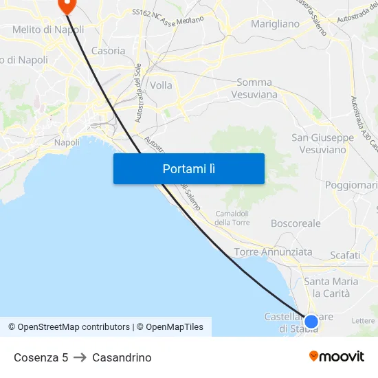 Cosenza 5 to Casandrino map