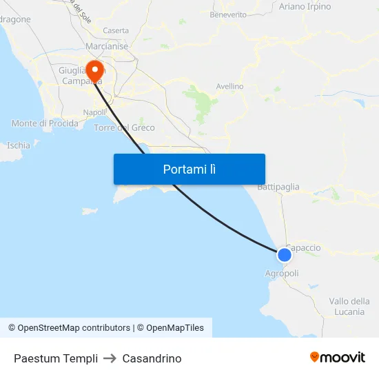 Paestum Templi to Casandrino map