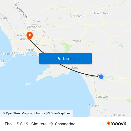 Eboli - S.S.19 - Cimitero to Casandrino map