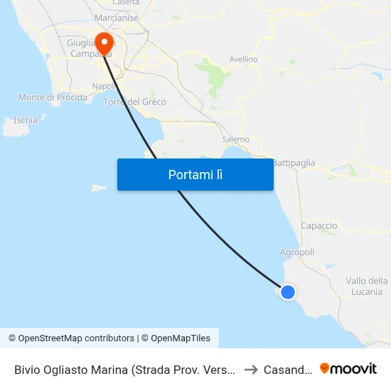 Bivio Ogliasto Marina (Strada Prov. Verso Agropoli) to Casandrino map