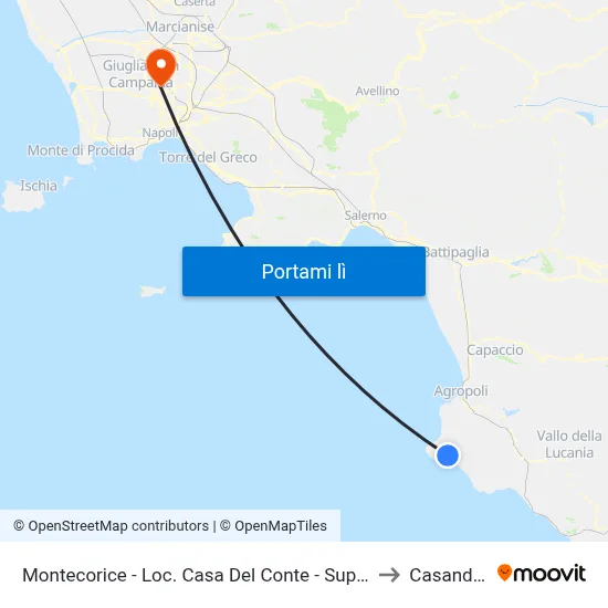 Montecorice - Loc. Casa Del Conte - Supermercato to Casandrino map