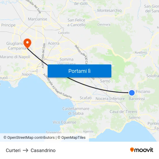 Curteri to Casandrino map