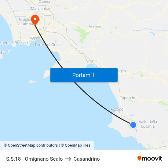 S.S.18 - Omignano Scalo to Casandrino map
