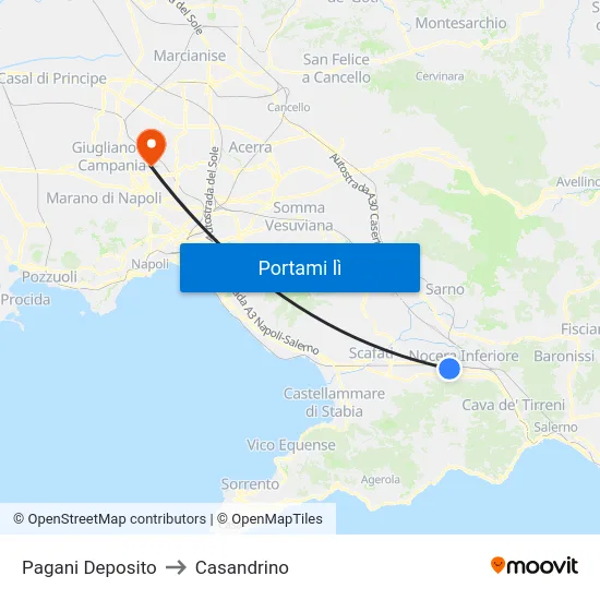 Pagani Deposito to Casandrino map