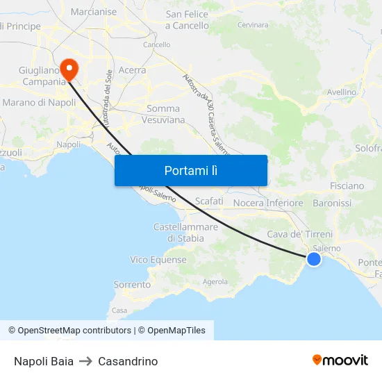Napoli Baia to Casandrino map