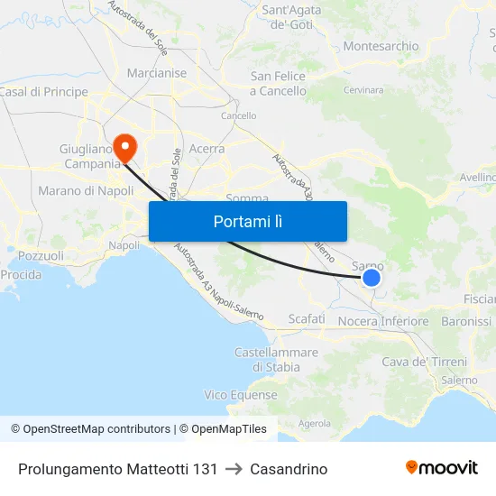 Prolungamento Matteotti 131 to Casandrino map