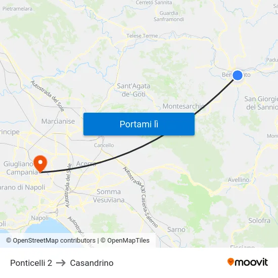 Ponticelli 2 to Casandrino map