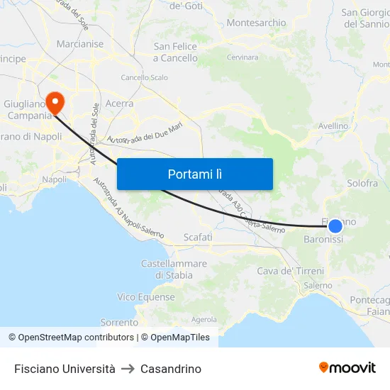 Fisciano Università to Casandrino map