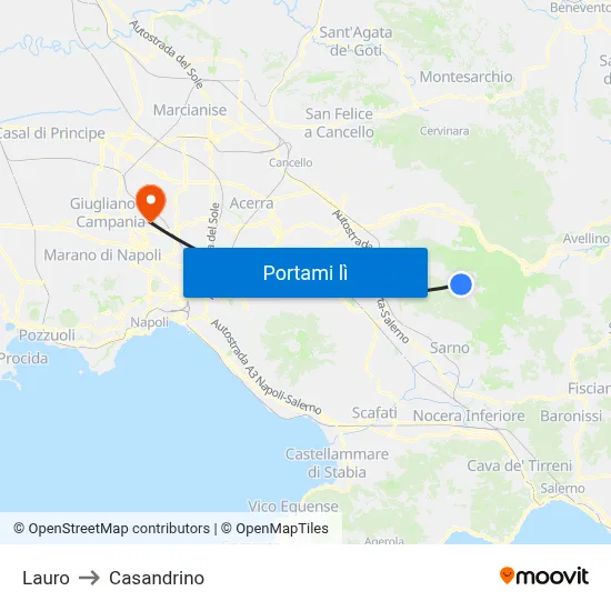 Lauro to Casandrino map