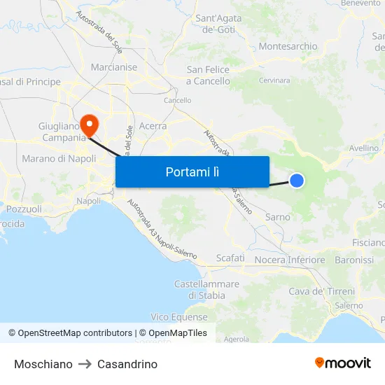 Moschiano to Casandrino map