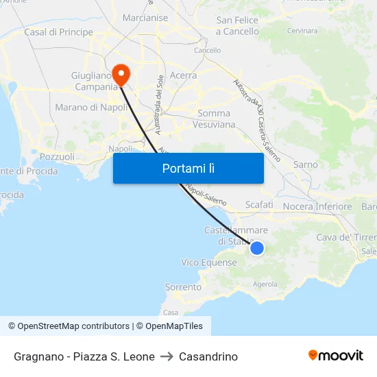 Gragnano - Piazza S. Leone to Casandrino map