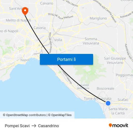 Pompei Scavi to Casandrino map