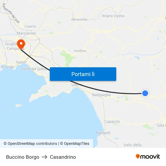 Buccino Borgo to Casandrino map