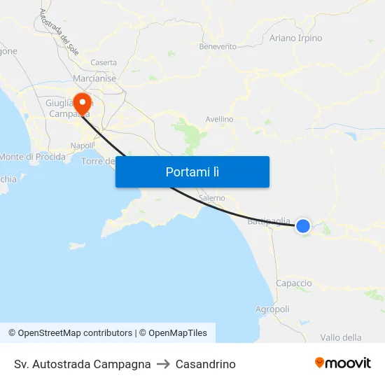Sv. Autostrada Campagna to Casandrino map