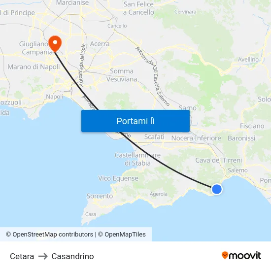 Cetara to Casandrino map