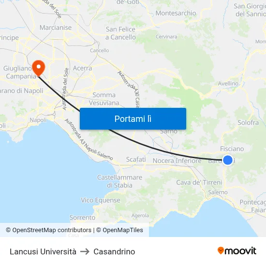 Lancusi Università to Casandrino map