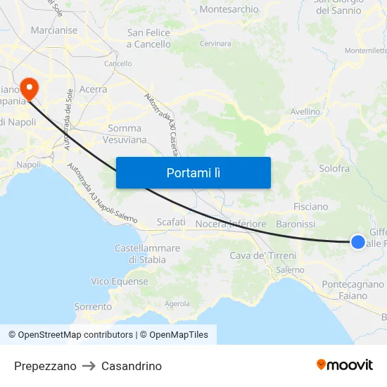 Prepezzano to Casandrino map