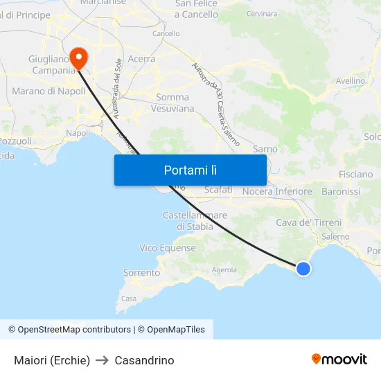 Maiori (Erchie) to Casandrino map
