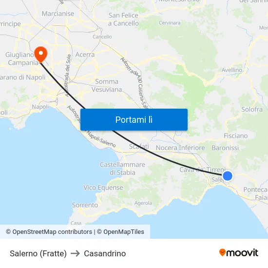 Salerno (Fratte) to Casandrino map