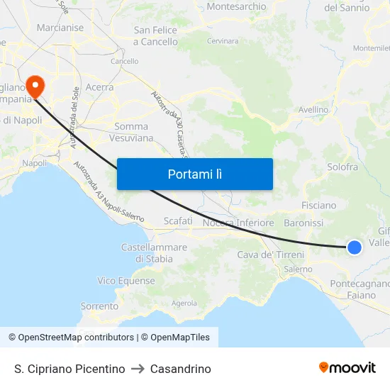 S. Cipriano Picentino to Casandrino map
