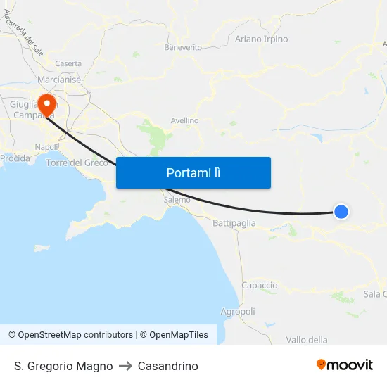 S. Gregorio Magno to Casandrino map