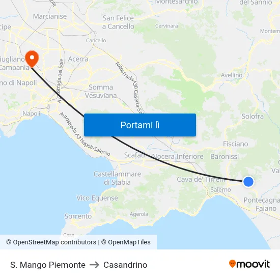 S. Mango Piemonte to Casandrino map