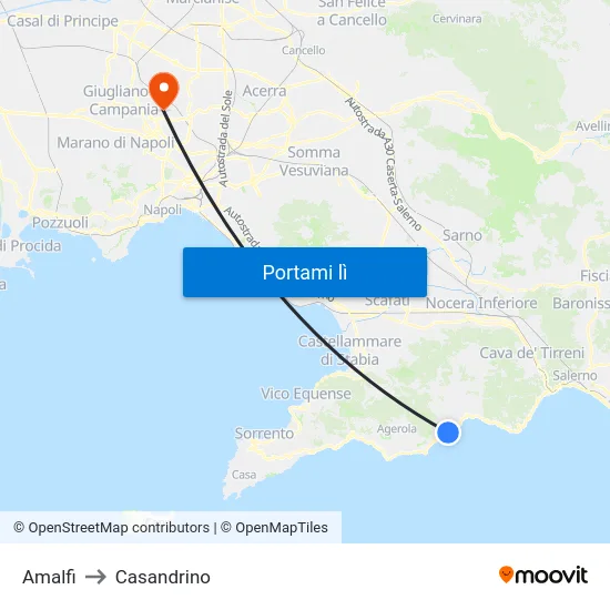 Amalfi to Casandrino map