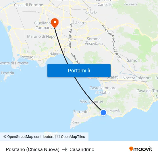 Positano (Chiesa Nuova) to Casandrino map