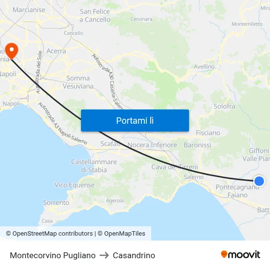 Montecorvino Pugliano to Casandrino map