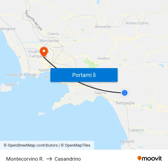 Montecorvino R. to Casandrino map