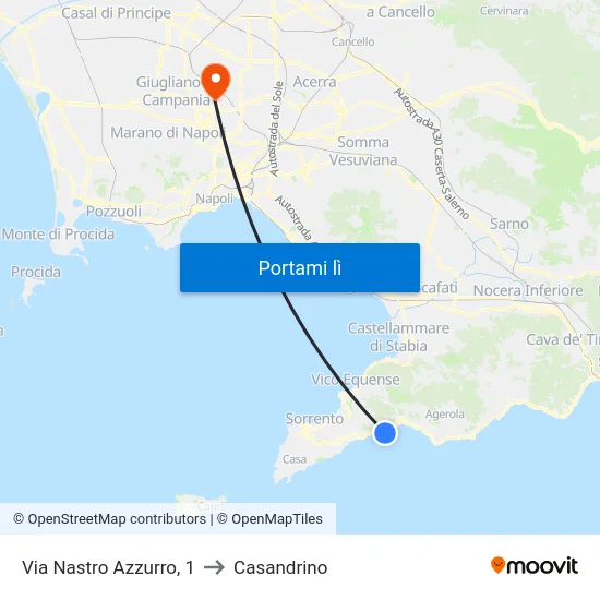Via Nastro Azzurro, 1 to Casandrino map