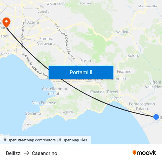 Bellizzi to Casandrino map