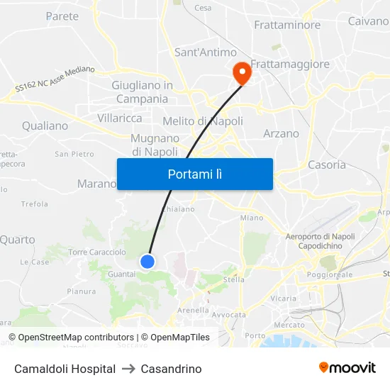Camaldoli Hospital to Casandrino map