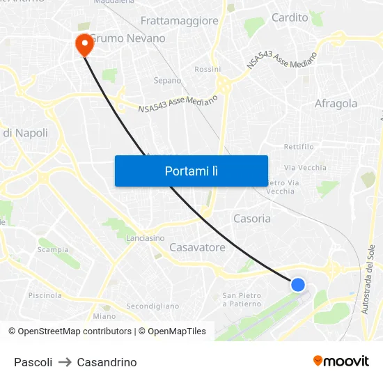 Pascoli to Casandrino map